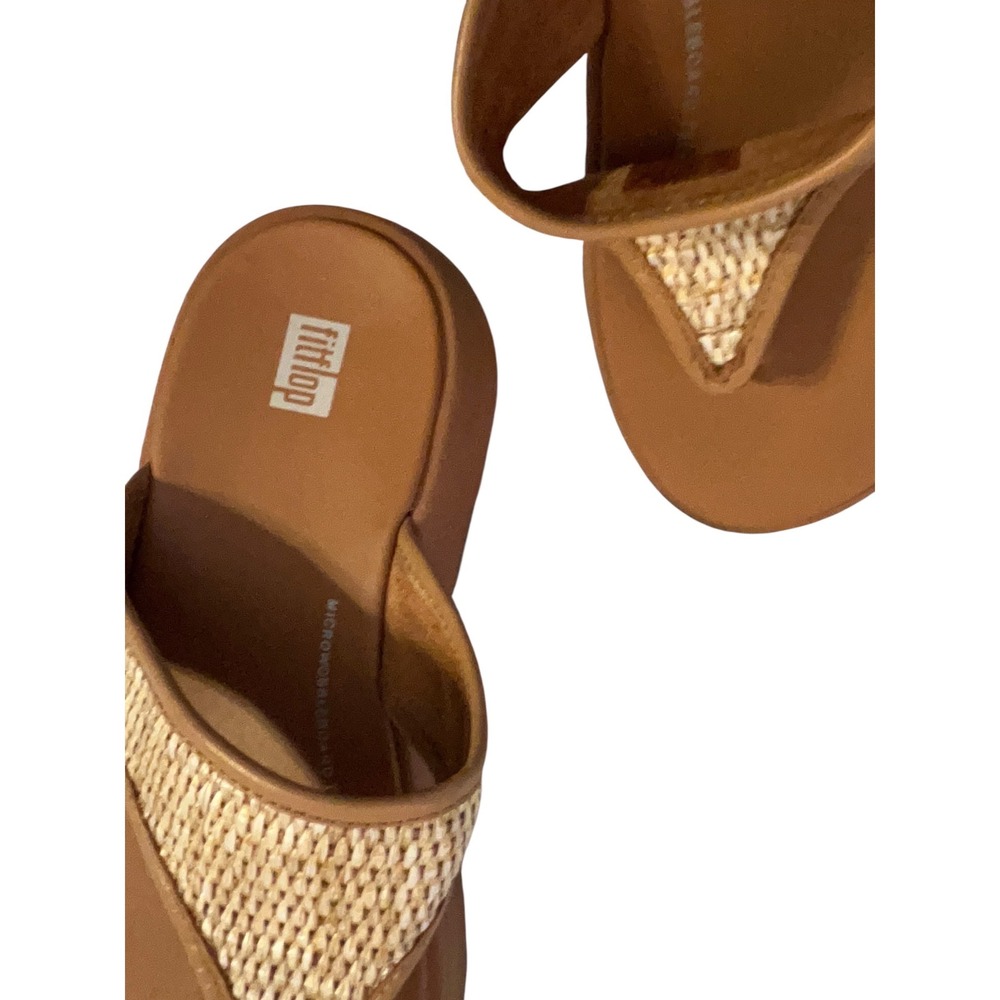 FitFlop Microwobbleboard Raffia Slide Sandals Tan Womens US 8 EU 39 - Picture 4 of 6